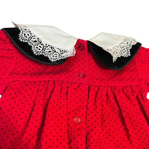 Vintage Alexis Polka Dot One Piece Collared Christmas Outfit Six Months - Picture 3 of 6
